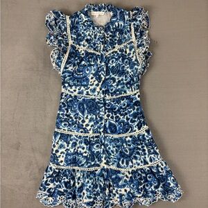 House of Harlow 1960 Blue and White Ruched Mini Sundress